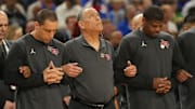 Houston Cougars head coach Kelvin Sampson before the national championship game of the Final Four of the 2025 NCAA Tournament against the Florida Gators at the Alamodome.