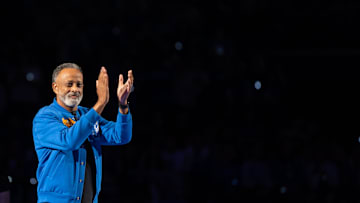 Kentucky Wildcats head coach Kenny Brooks hypes up the crowd during Big Blue Madness on Friday, Oct. 11, 2024 at Rupp Arena.