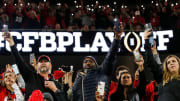 Georgia fans light up during the second half of the NCAA College Football National Championship game between TCU and Georgia on Monday, Jan. 9, 2023, in Inglewood, Calif.