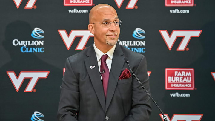 Nov 19, 2025; Blacksburg, VA, USA;  Virginia Tech head coach James Franklin.