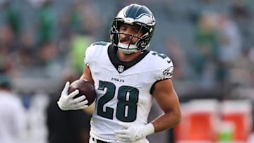 Aug 7, 2025; Philadelphia, Pennsylvania, USA; Philadelphia Eagles running back Will Shipley (28) before action against the Cincinnati Bengals at Lincoln Financial Field.