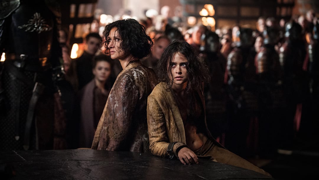 Indira Varma (Ellaria Sand) and Rosabell Laurenti Sellers (Tyene Sand) in Game of Thrones.