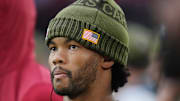 Arizona Cardinals quarterback Kyler Murray watches his team from the sidelines as they play the San Francisco 49ers at State Farm Stadium in Glendale on Nov. 16, 2025.
