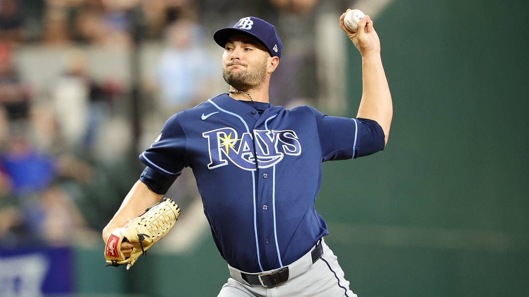 Sep 3, 2026; Arlington, Texas, USA;  Tampa Bay Rays pitcher Shane McClanahan (18) throws during the first inning against the Texas Rangers at Globe Life Field. Mandatory Credit: Kevin Jairaj-Imagn Images