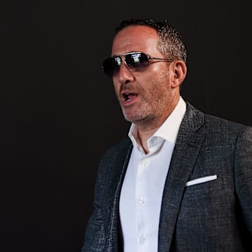 Philadelphia Eagles general manager Howie Roseman walks out of the team tunnel before a game against the Los Angeles Rams 
