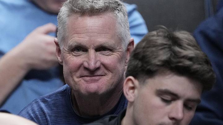 Mar 26, 2026; San Jose, CA, USA; Golden State Warriors head coach Steve Kerr is seen in the first half between the Arkansas Razorbacks and the Arizona Wildcats during a Sweet Sixteen game of the West Regional of the men's 2026 NCAA Tournament at SAP Center. Mandatory Credit: Kyle Terada-Imagn Images