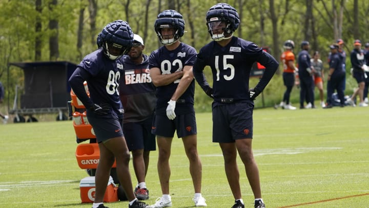 There will be several young receivers in Bears training camp competing  but Rome Odunze (15) will be with the starting group.