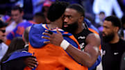 Jaylen Brown embraces Knicks forward OG Anunoby