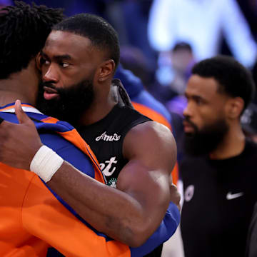 Jaylen Brown embraces Knicks forward OG Anunoby