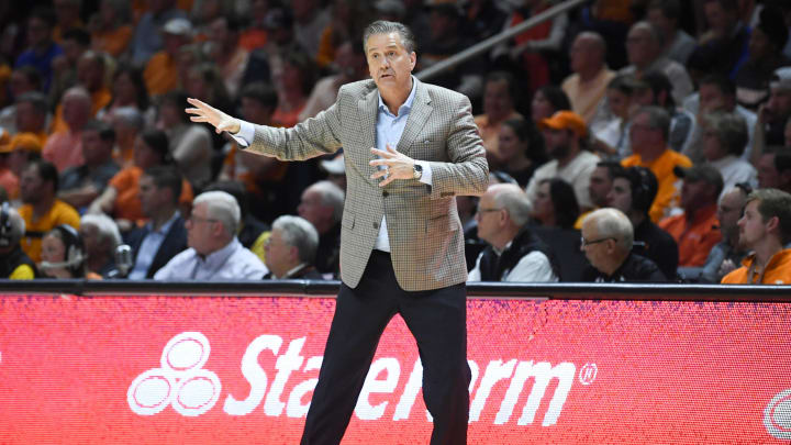 Former Kentucky Head Coach John Calipari during an NCAA college basketball game between Tennessee and Kentucky in Knoxville, Tenn., Saturday, March 9, 2024.