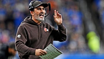 Cleveland Browns head coach Kevin Stefanski reacts after the game against the Detroit Lions at Ford Field.