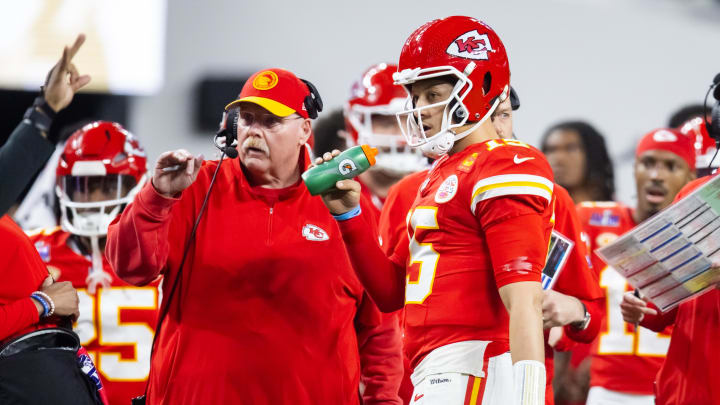 Kansas City Chiefs head coach Andy Reid with quarterback Patrick Mahomes.