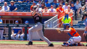 Gamecocks utility Ethan Petry (20) with a two run homer in the top of the third inning against Florida. 