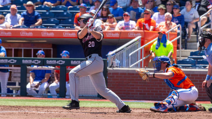 Gamecocks utility Ethan Petry (20) with a two run homer in the top of the third inning against Florida. 