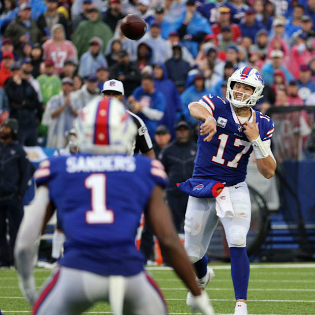 Josh Allen connects with Emmanuel Sanders
