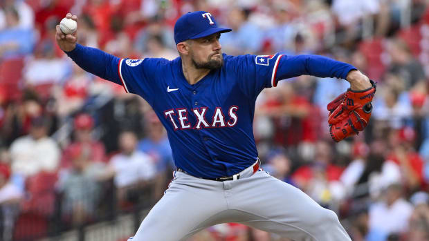 Nathan Eovaldi pitches the series finale against the Red Sox at 1:35 p.m. Sunday at Globe Life Field.