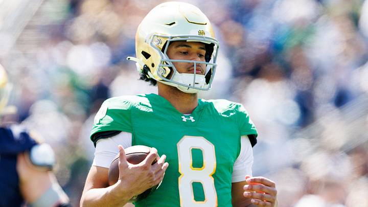 Former Notre Dame quarterback Kenny Minchey during the Notre Dame Blue-Gold spring football game at Notre Dame Stadium on Saturday, April 12, 2025, in South Bend.