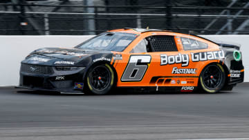 NASCAR Cup Series driver Brad Keselowski (6) races through the first turn during the Brickyard 400, Sunday, July 21, 2024, at Indianapolis Motor Speedway.