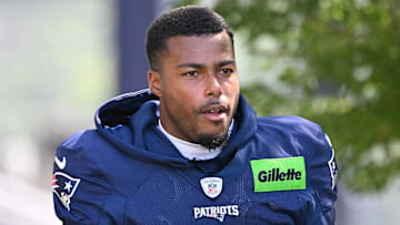 Jul 28, 2025; Foxborough, MA, USA; New England Patriots cornerback Marcus Jones (25) heads to the practice fields for training camp at Gillette Stadium. Mandatory Credit: Eric Canha-Imagn Images