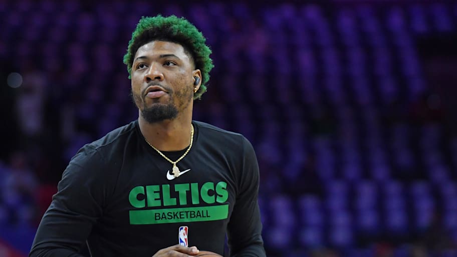 Former Boston Celtics guard Marcus Smart (36) during warm ups against the Boston Celtics before game four of the 2023 NBA playoffs. | Eric Hartline-Imagn Images
