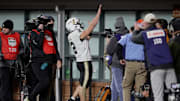 Vanderbilt quarterback Diego Pavia (2) celebrates after scoring a touchdown against Tennessee during the fourth quarter at Neyland Stadium in Knoxville, Tenn., Saturday, Nov. 29, 2025.