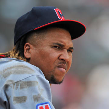 Cleveland Guardians third baseman Jose Ramirez (11) looks on from the dugout during a game against the Chicago White Sox at Rate Field on Aug. 10. 