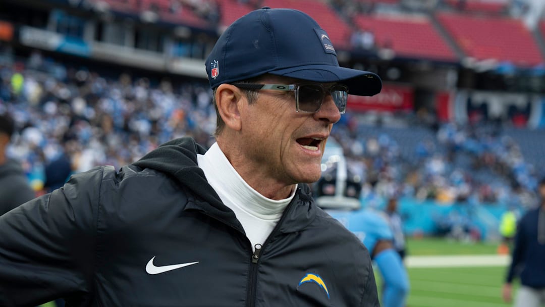 Chargers head coach Jim Harbaugh Chargers head coach Jim Harbaugh