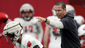 Wisconsin head coach Luke Fickell is shown during spring football practice Thursday, April 25, 2024 in Madison, Wisconsin. The Wisconsin Badgers football team plays their season opener against Western Michigan on August 31.