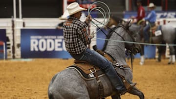 Jeremy Buhler winning the 2024 American Rope Horse Futurity Association show in conjunction with RodeoHouston.