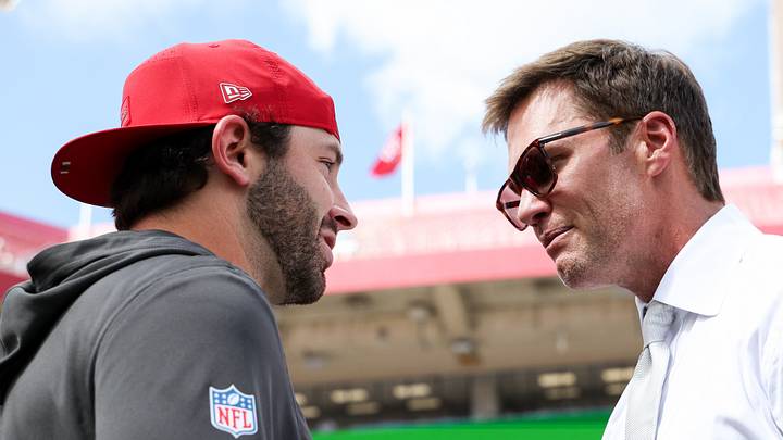 Tampa Bay Buccaneers quarterback Baker Mayfield and Tom Brady were both in attendance for Taylor Swift and Travis Kelce's wedding.
