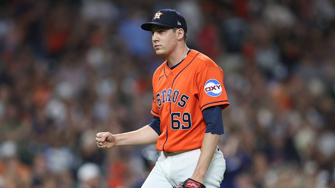 Houston Astros pitcher AJ Blubaugh reacts after getting an out during the sixth inning against the Atlanta Braves at Daikin Park. Mandatory Credit: Troy Taormina-Imagn Images Houston Astros pitcher AJ Blubaugh reacts after getting an out during the sixth inning against the Atlanta Braves at Daikin Park. Mandatory Credit: Troy Taormina-Imagn Images