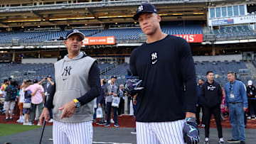 New York Yankees manager Aaron Boone, CF Aaron Judge
