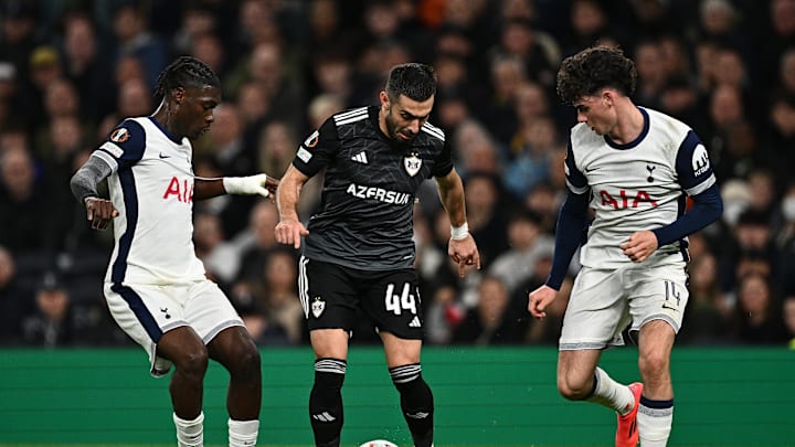 Archie Gray and Yves Bissouma in action against Qarabag