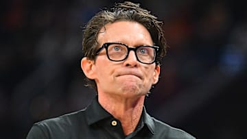 Atlanta Hawks head coach Quin Snyder reacts against the Cleveland Cavaliers.