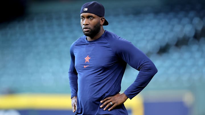 May 9, 2025; Houston, Texas, USA; Houston Astros designated hitter Yordan Alvarez (44) prior to the game against the Cincinnati Reds at Daikin Park. May 9, 2025; Houston, Texas, USA; Houston Astros designated hitter Yordan Alvarez (44) prior to the game against the Cincinnati Reds at Daikin Park.