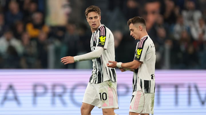 Wingers Kenan Yildiz, left, and Francisco Conceicao were pretty ineffective as Juve's forwatrds against Napoli