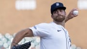 Detroit Tigers relief pitcher Bryan Sammons (62) delivers in his MLB debut in the first inning against the Cleveland Guardians at Comerica Park on July 29. inning against the Cleveland Guardians at Comerica Park on July 29.