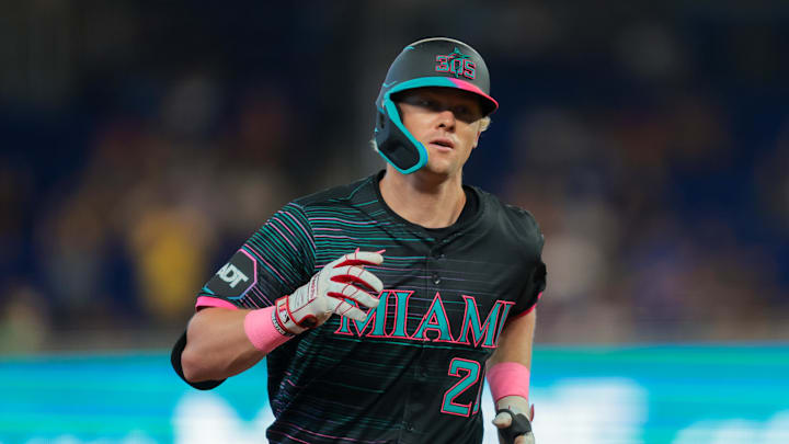 Miami Marlins left fielder Kyle Stowers is a great prop target on Monday. Miami Marlins left fielder Kyle Stowers is a great prop target on Monday.