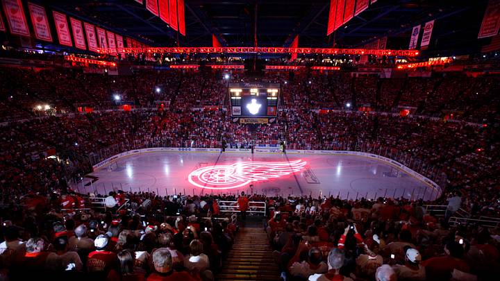 Detroit Red Wings logo on the ice. Credit: Leon Halip-USA TODAY Sports Detroit Red Wings logo on the ice. Credit: Leon Halip-USA TODAY Sports