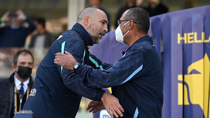 Igor Tudor. left, and Maurizio Sarri have experienced an underwhelming recent run in Serie A