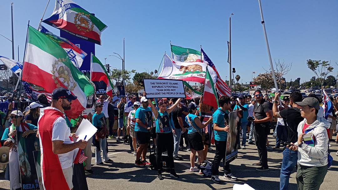 Protestors were out in force on Monday.