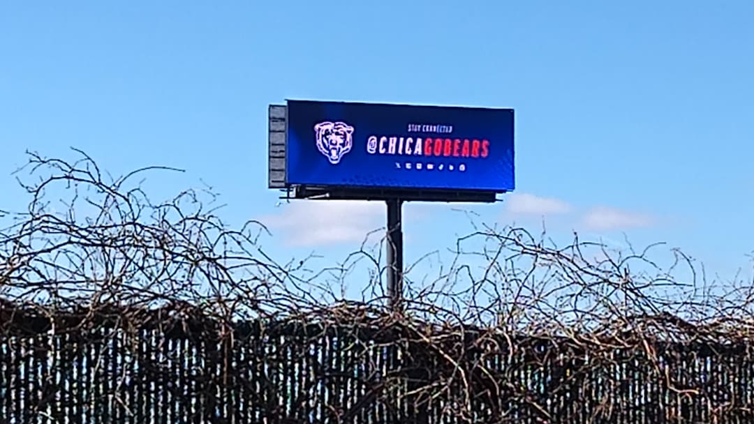 Will the Bears' billboard at the Arlington Park property be replaced by construction on a stadium soon?
