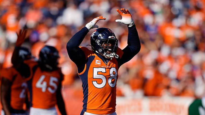 Sep 26, 2021; Denver, Colorado, USA; Denver Broncos outside linebacker Von Miller (58) in the fourth quarter against the New York Jets at Empower Field at Mile High. Mandatory Credit: Isaiah J. Downing-Imagn Images