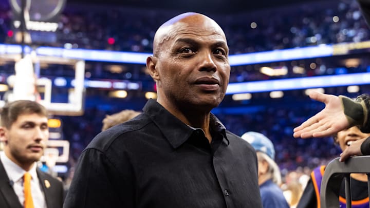 Former Phoenix Suns MVP Charles Barkley in attendance against the Minnesota Timberwolves during an NBA Cup game at Mortgage Matchup Center. Mandatory Credit: Mark J. Rebilas-Imagn Images