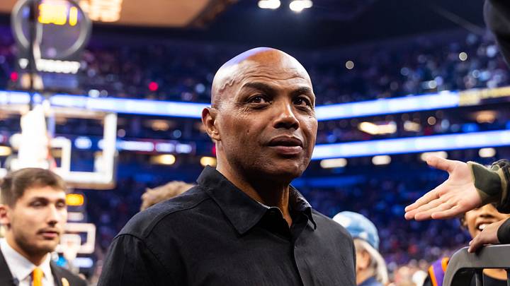 Phoenix, Arizona, USA; Phoenix Suns former player Charles Barkley in attendance against the Minnesota Timberwolves during an NBA Cup game at Mortgage Matchup Center. Mandatory Credit: Mark J. Rebilas-Imagn Images