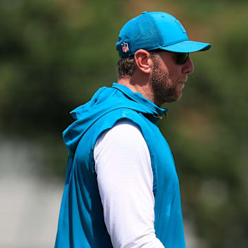 Jacksonville Jaguars head coach Liam Coen walks off the field after an NFL training camp session at the Miller Electric Center, Thursday, Aug. 14, 2025 in Jacksonville, Fla.