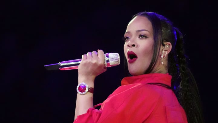 Feb 12, 2023: Recording artist Rihanna performs during halftime of Super Bowl LVII between the Kansas City Chiefs and Philadelphia Eagles at State Farm Stadium.