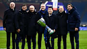Piero Volpi, Javier Zanetti, Beppe Marotta, Alessandro Antonello, Steven Zhang, Piero Ausilio, Dario Baccin