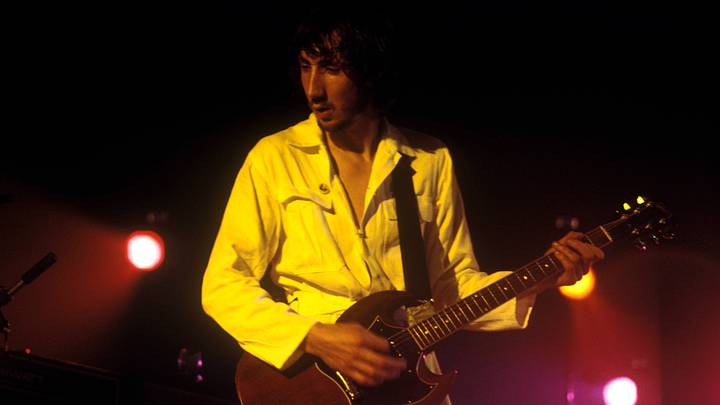 Pete Townshend of The Who playing guitar in the 'Tommy' Tour 1970