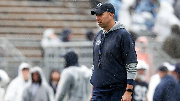 Apr 25, 2026; University Park, PA, USA; Penn State Nittany Lions head coach Matt Campbell walks on there field during the Penn State Blue-White Spring game at Beaver Stadium. Mandatory Credit: Matthew O'Haren-Imagn Images
